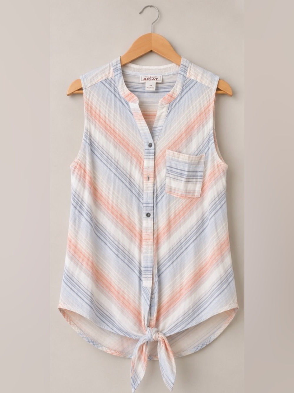 🌵 Ariat Sleeveless Tie Front Plaid Top Size Large